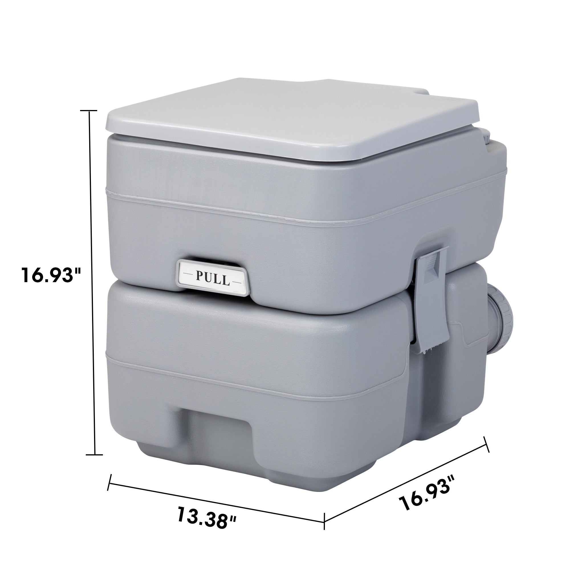 Portable Push-rod Toilet, 20L/5.3 Gallons Detachable Tank for Camping, Boating, Hiking and Traveling, Cold Gray Doba